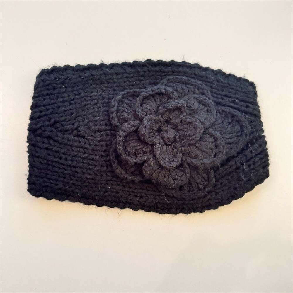 Headband Womens Black Winter Ear Warmer Crochet Flower